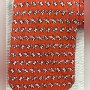 Salvatore Ferragamo Orange Tie with Playful Panda Bear